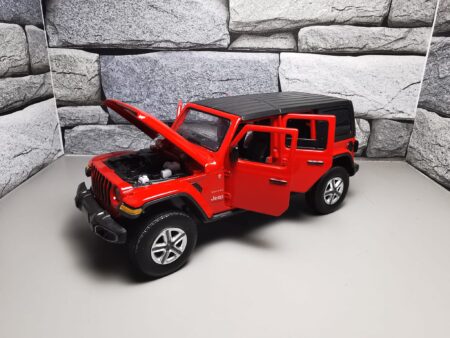 Macheta Auto Jeep Wrangler Sahara Unlimited 2017 Red cu led-uri si sunete